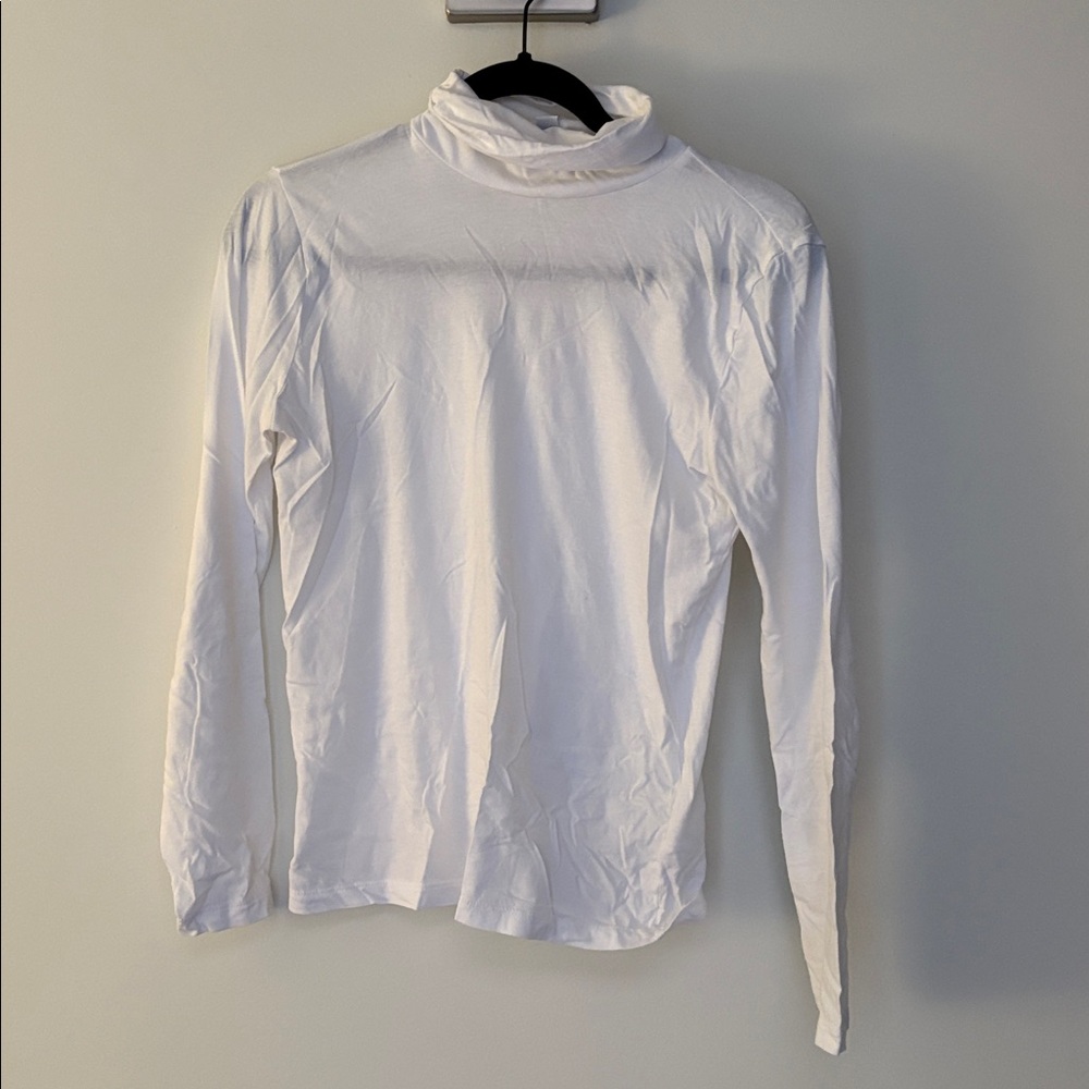 J. Crew, Turtle Neck Cotton Long Sleeve Shirt, White, Women’s XS